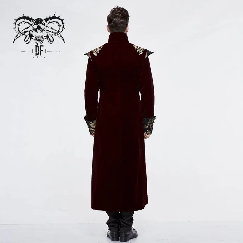 CT11802 western fashion noble party golden embroidery wine fleece men long coat