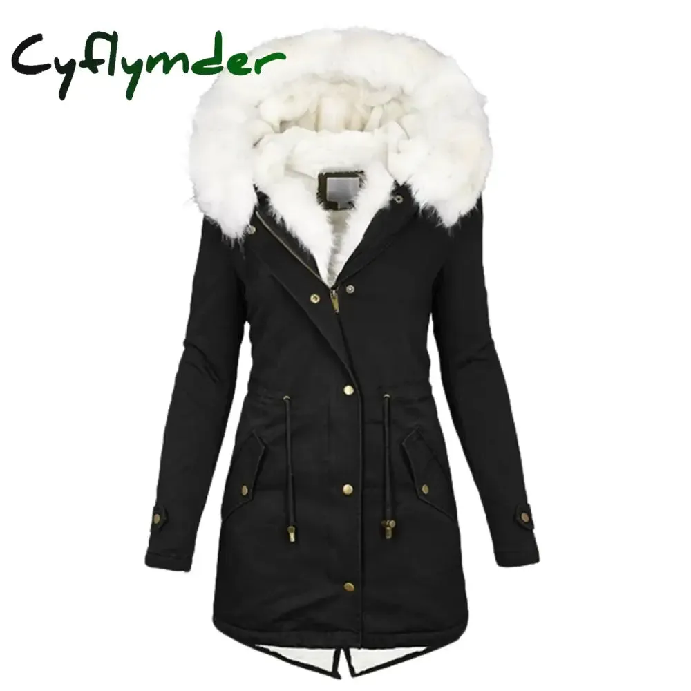 Cyflymder Women Jacket Parka Long Parkas Female Cotton Hooded Overcoat Loose Long Coat Thick Warm Windproof Casual Autumn Winter Plus size