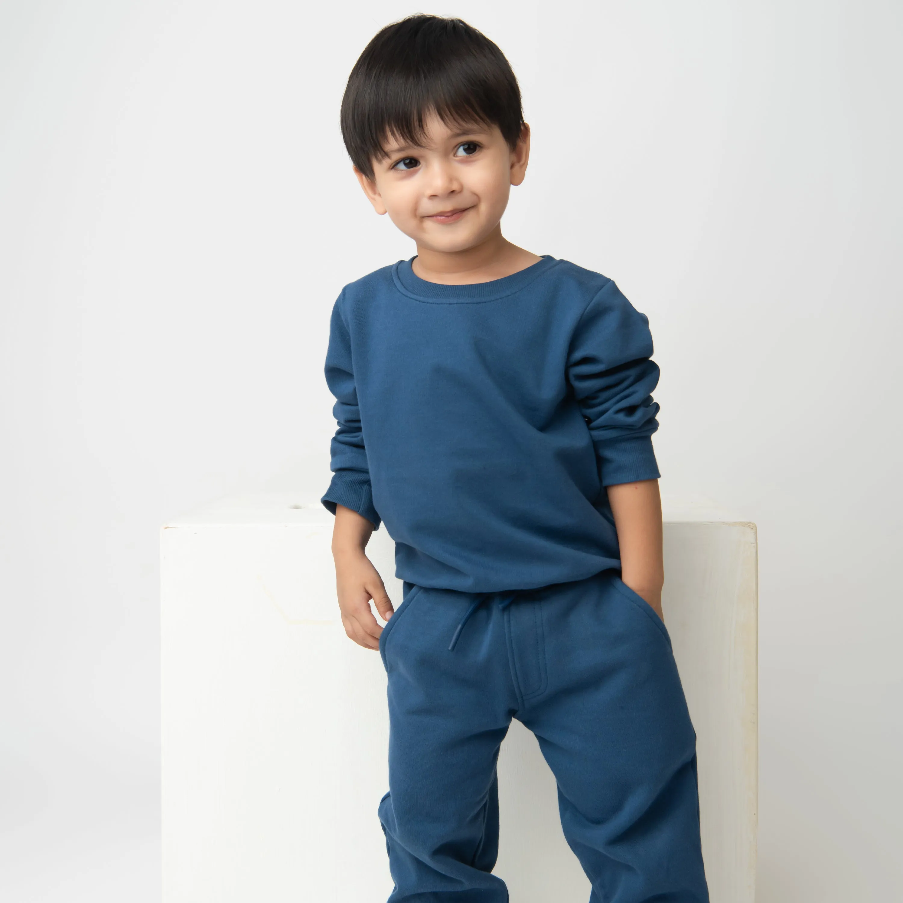 Dark Blue Organic Blue Sweatshirt & Jogger Set