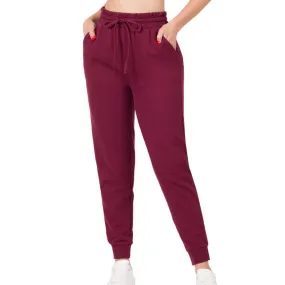 Dark burgundy French terry joggers with pockets