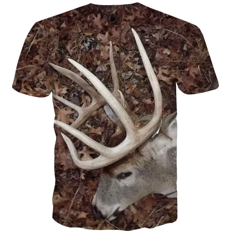 Deer T-shirt Men Animal Tshirt Anime Street T-shirts Graphic Short Sleeve