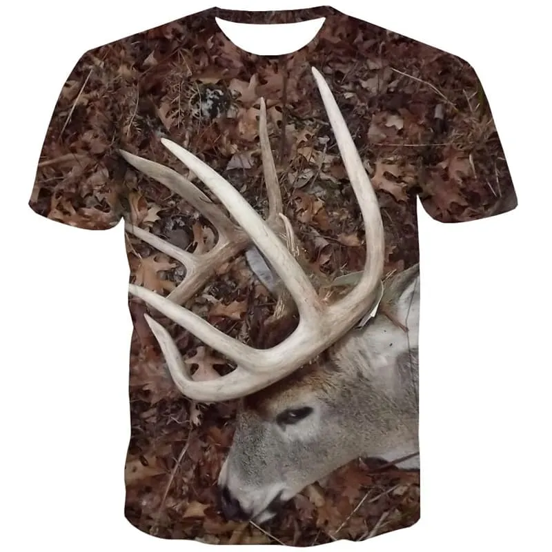 Deer T-shirt Men Animal Tshirt Anime Street T-shirts Graphic Short Sleeve