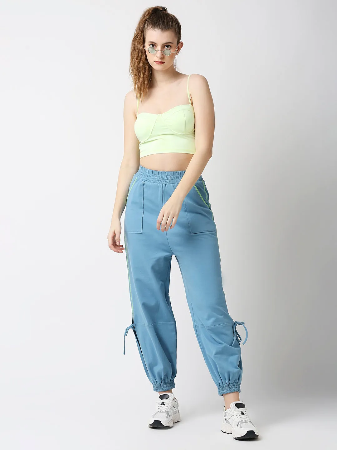 Disrupt Blue Low-crotch Long Length Jogger For Women