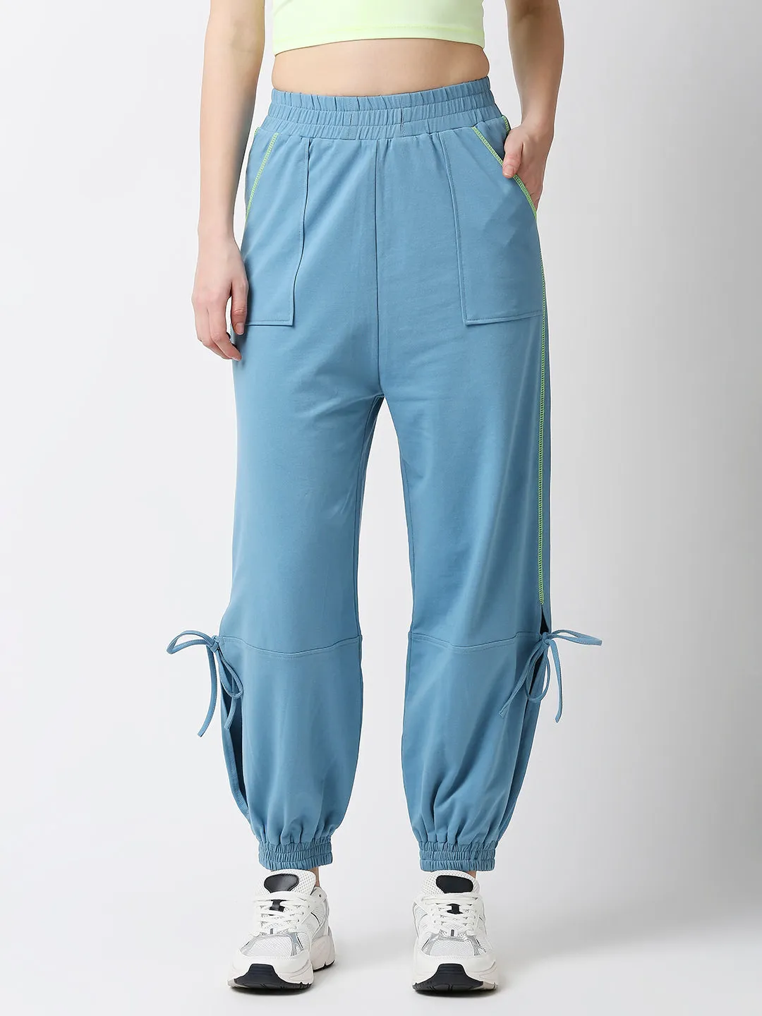 Disrupt Blue Low-crotch Long Length Jogger For Women