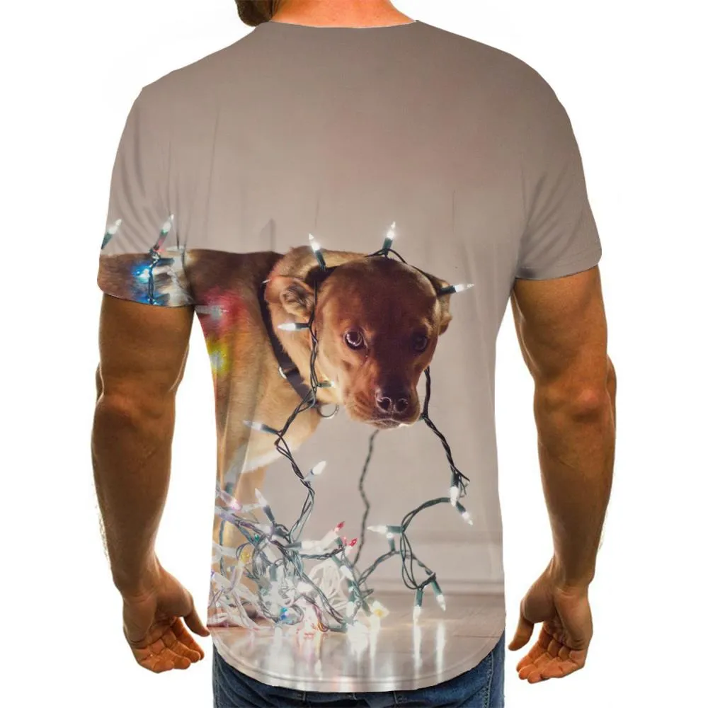 dog and lantern tshirt Casual festival Casual art costume Christmas men