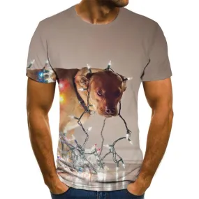 dog and lantern tshirt Casual festival Casual art costume Christmas men