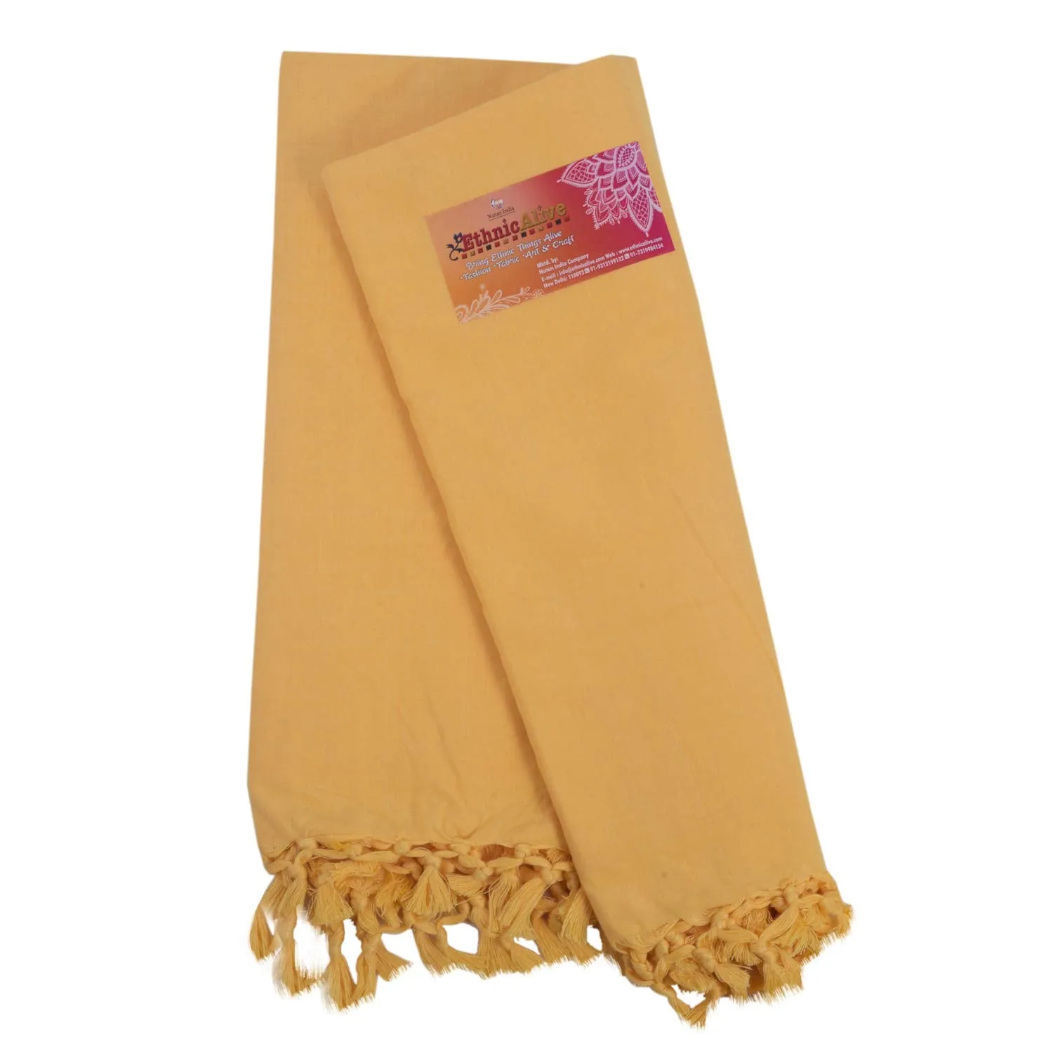 EthnicAlive Bhagalpuri Soft Silk Dull Chadar for All Season Use Malmal Yellow Chadar Travel Blanket_(60 inch x 108 inch)