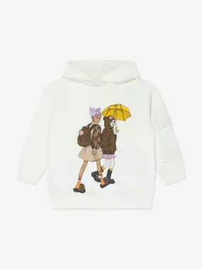 Fendi Girls Graphic Print Hoodie in White