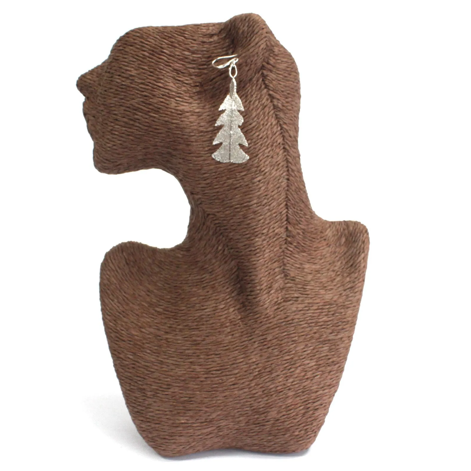 Festive Fir Leaf Earrings - Silver