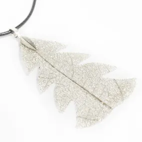 Festive Fir Leaf Necklace - Silver