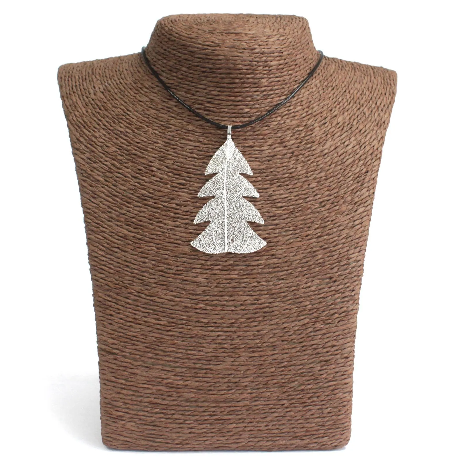 Festive Fir Leaf Necklace - Silver