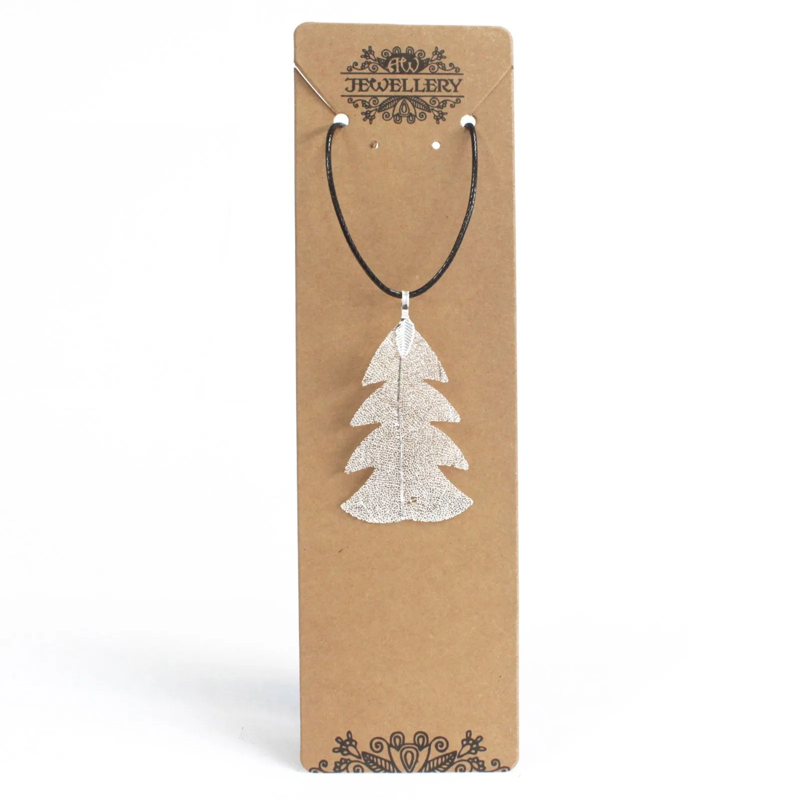 Festive Fir Leaf Necklace - Silver