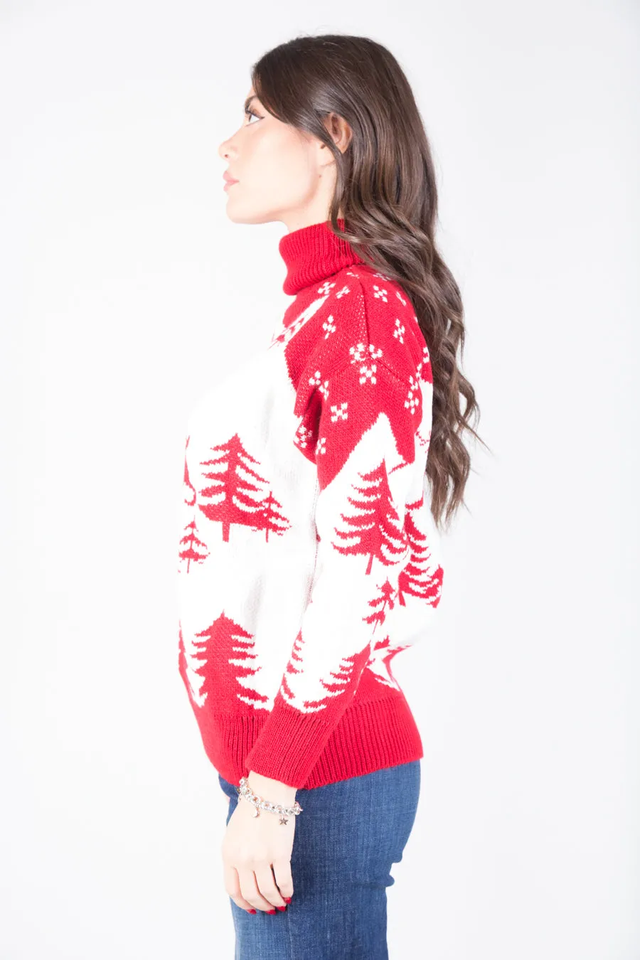 Festive turtleneck sweater with reindeer pattern wholesale