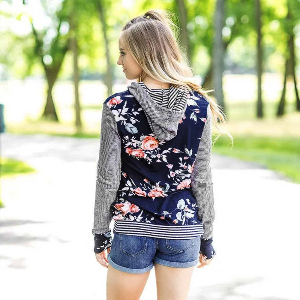 Floral Striped Hoodie