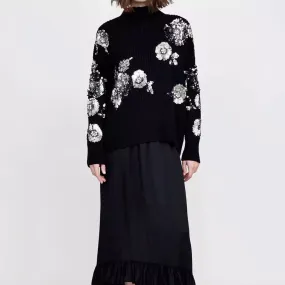 Flower Sequins Pullover