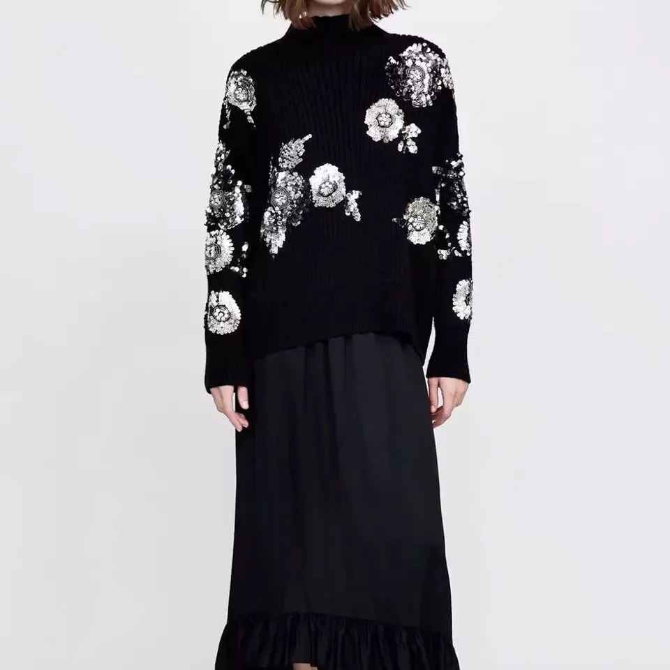 Flower Sequins Pullover