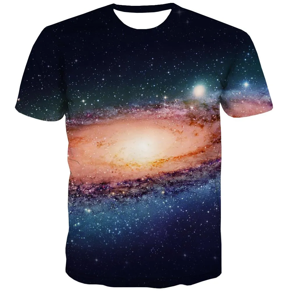 Galaxy T-shirt Men Planet Tshirts Novelty Starry Sky Tshirt Anime Colorful Shirt Print Harajuku Tshirts Cool