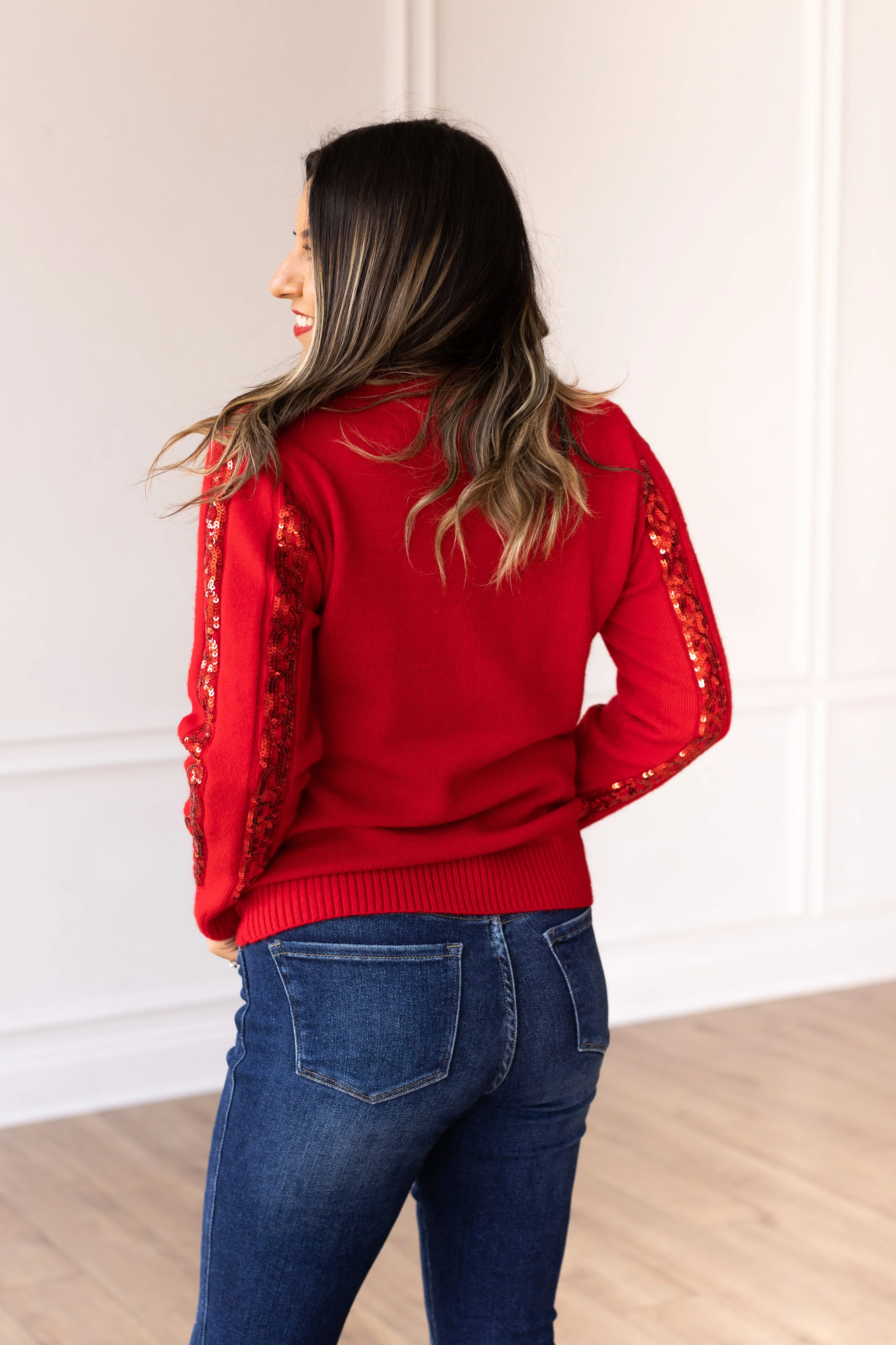 Garnet Glam Sequined Sweater