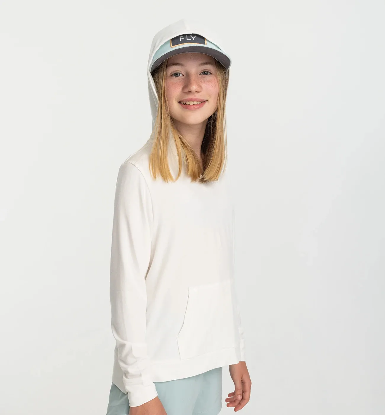 Girls' Bamboo Shade Hoodie - Bright White