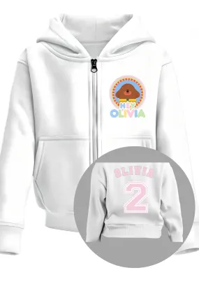 Girls' Hey Duggee Custom Hoodie with Zipper and Back Print