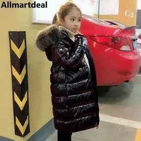 Girls Thick Warm Real Fur Jacket