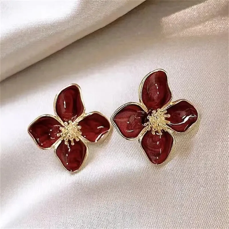 Glaze Flower French Ins Vintage Fashion Romantic Dropped Earring