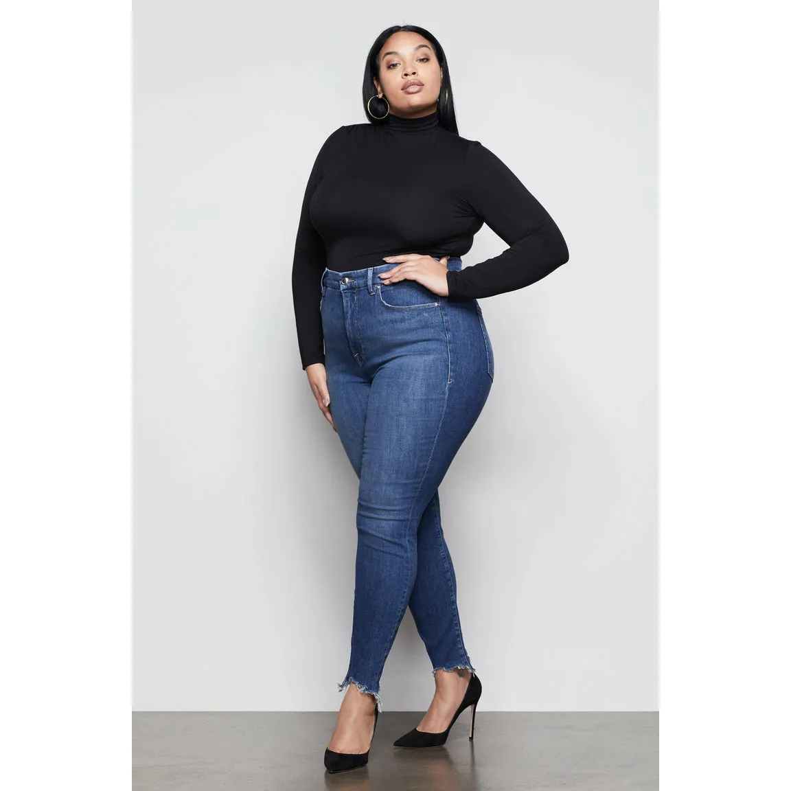 Good American | Good Touch Turtleneck Bodysuit | BLACK001