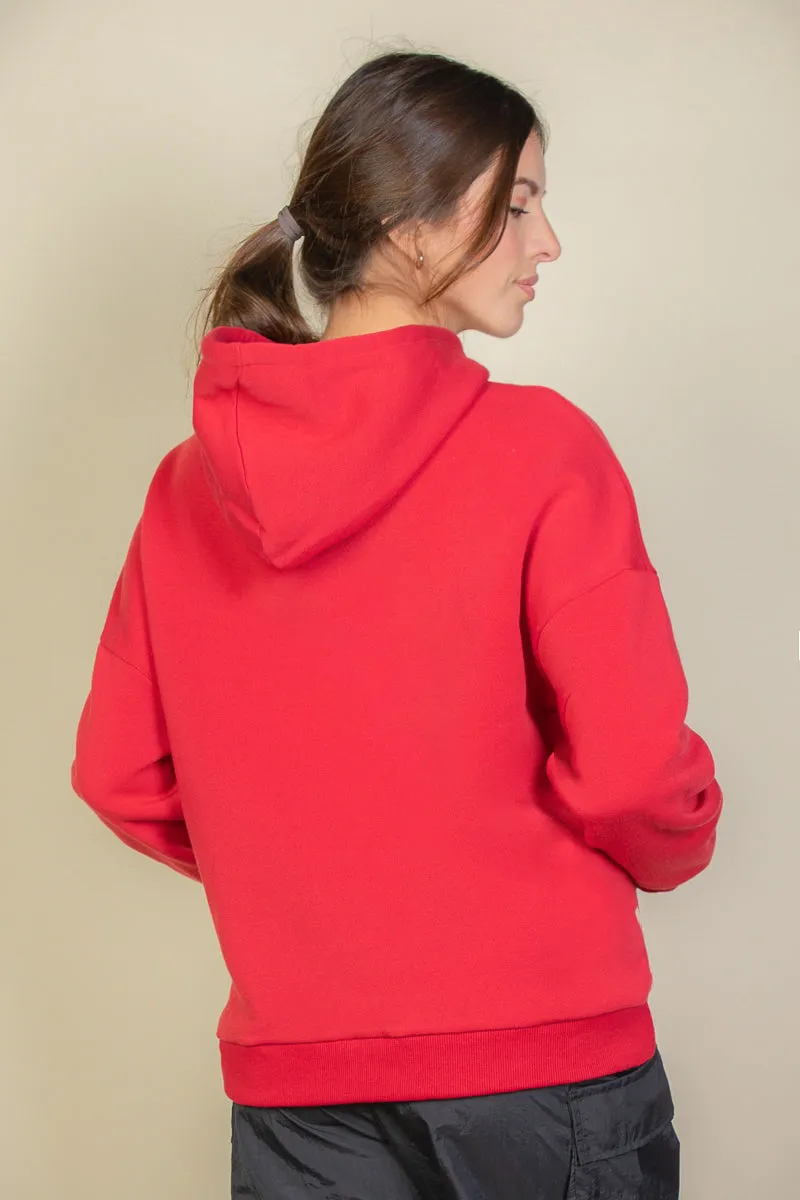 Graphic Kangaroo Pocket Drawstring Hoodie