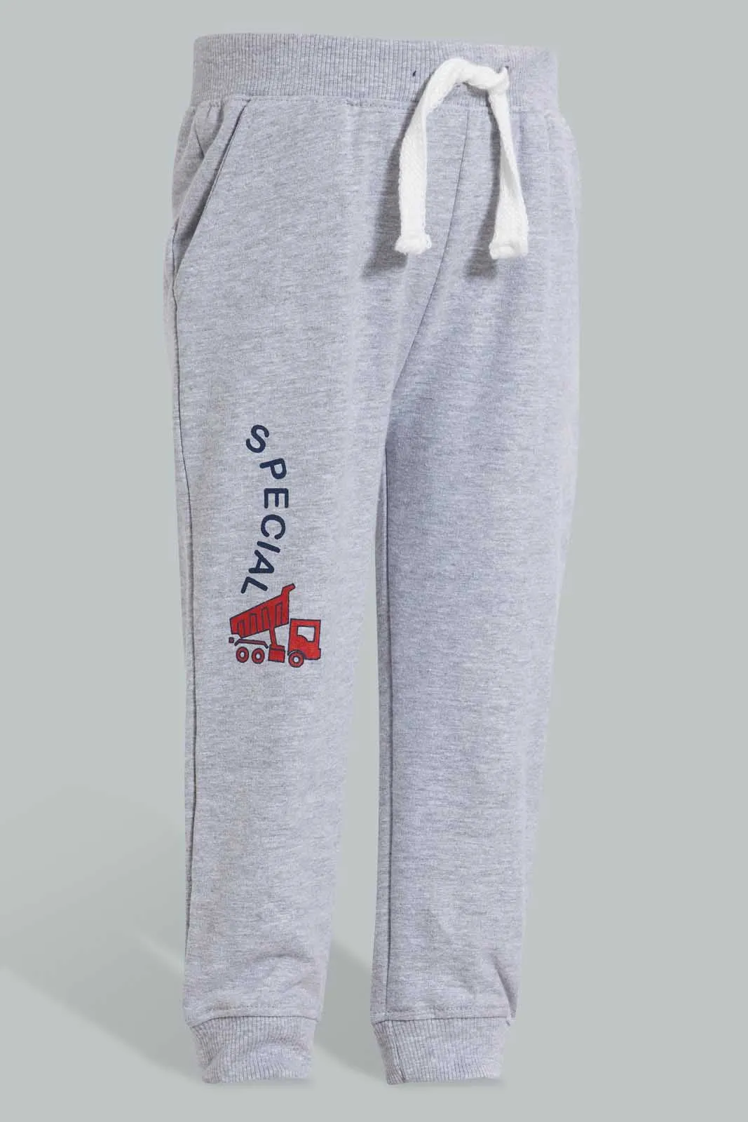 Grey And Navy Car Jogger For Baby Boys (Pack of 2)