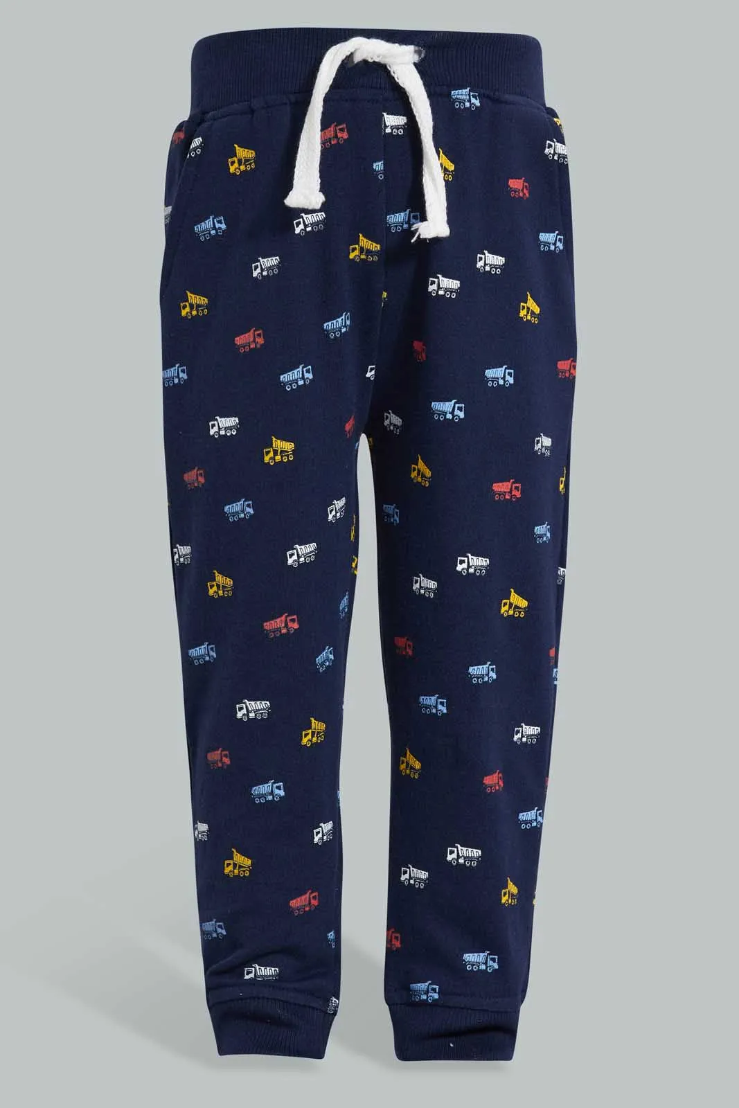 Grey And Navy Car Jogger For Baby Boys (Pack of 2)