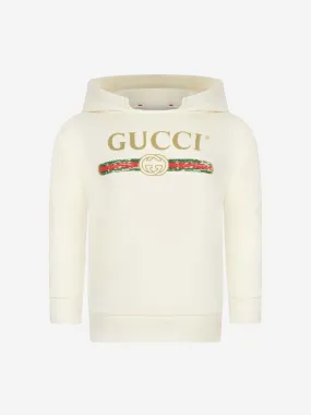 Gucci Baby Logo Print Hoodie in Ivory