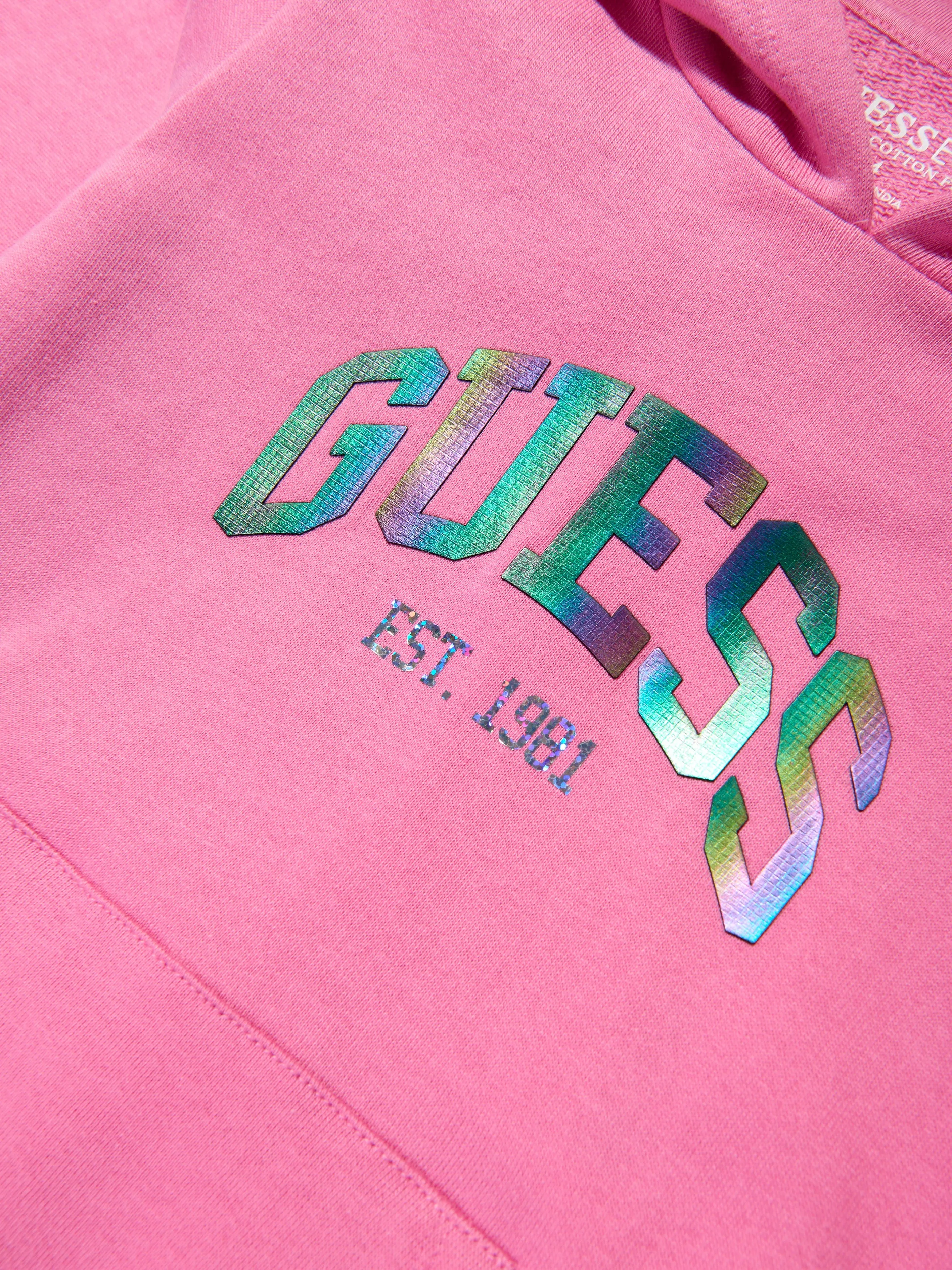 Guess Girls Logo Hoodie in Pink