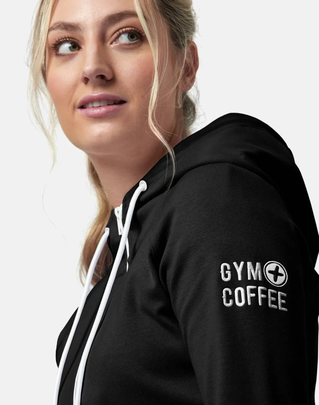 Gym Coffee Chill Zip Hoodie (Womens) - Black