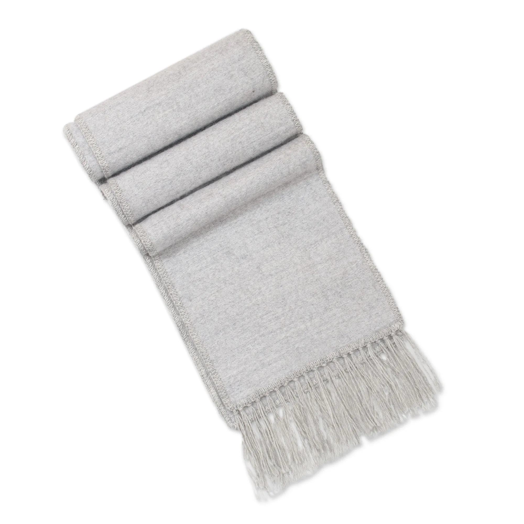 Handmade Alpaca Wool Blend Scarf - Silver Gift of Warmth | NOVICA