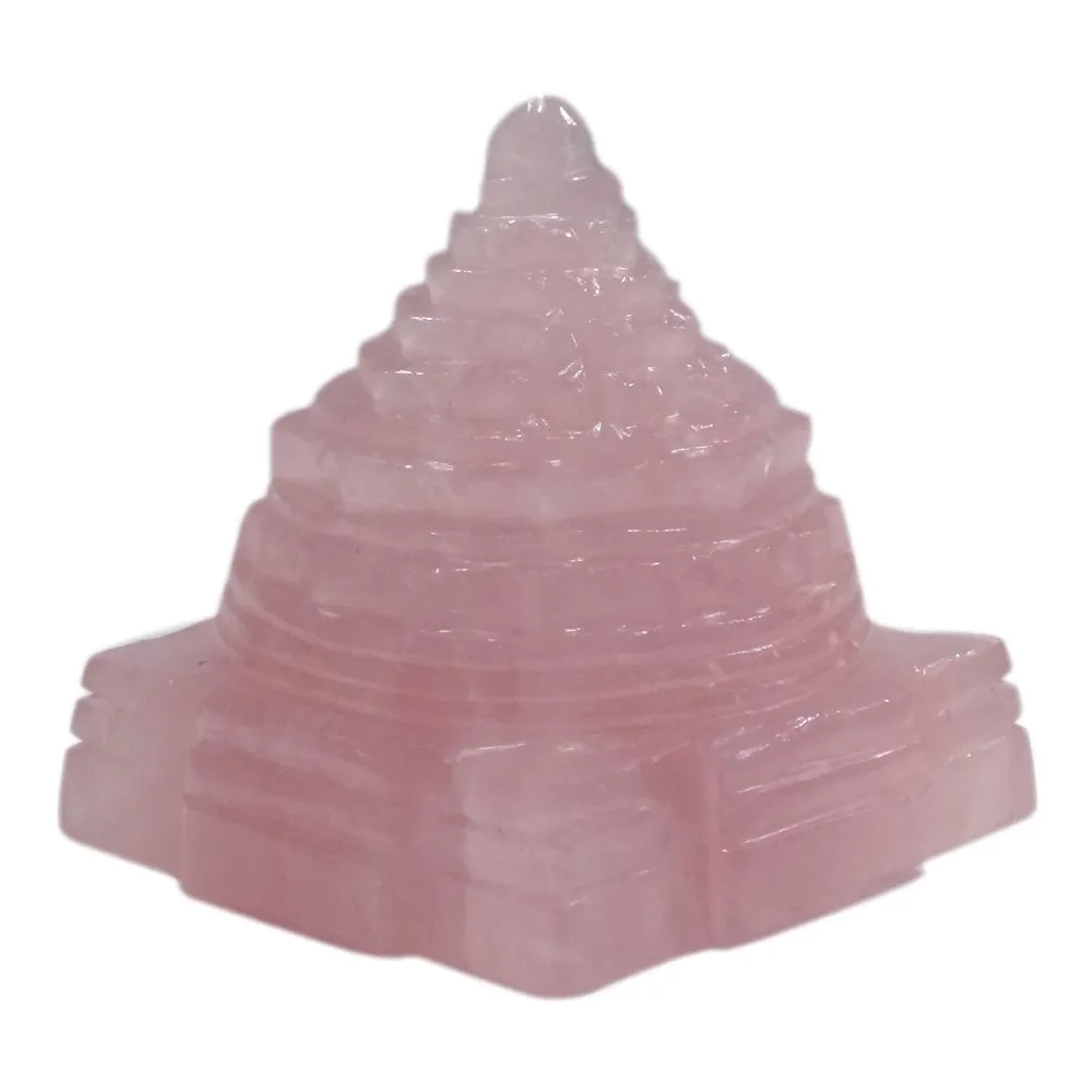 Handmade Showpieces Fengshui Rose Quartz Stone Vaastu Shree Yantra 4 cm.