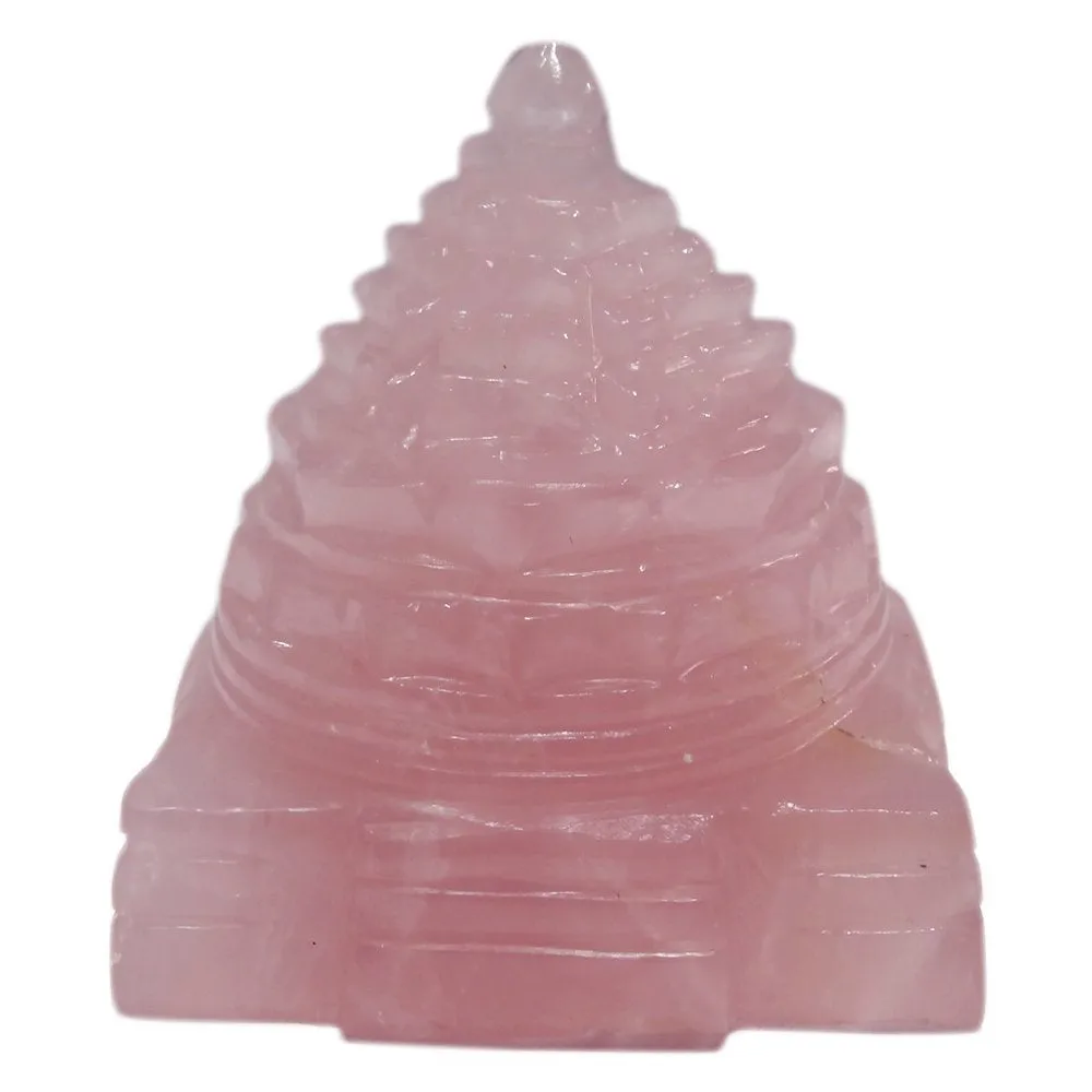 Handmade Showpieces Fengshui Rose Quartz Stone Vaastu Shree Yantra 4 cm.