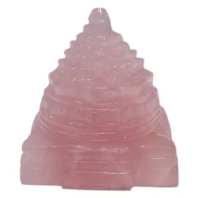 Handmade Showpieces Fengshui Rose Quartz Stone Vaastu Shree Yantra 4 cm.