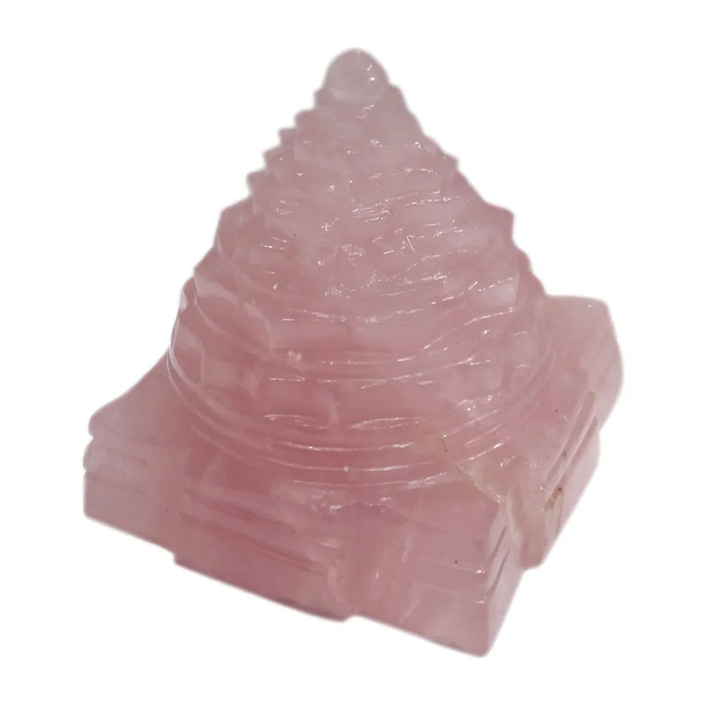 Handmade Showpieces Fengshui Rose Quartz Stone Vaastu Shree Yantra 4 cm.