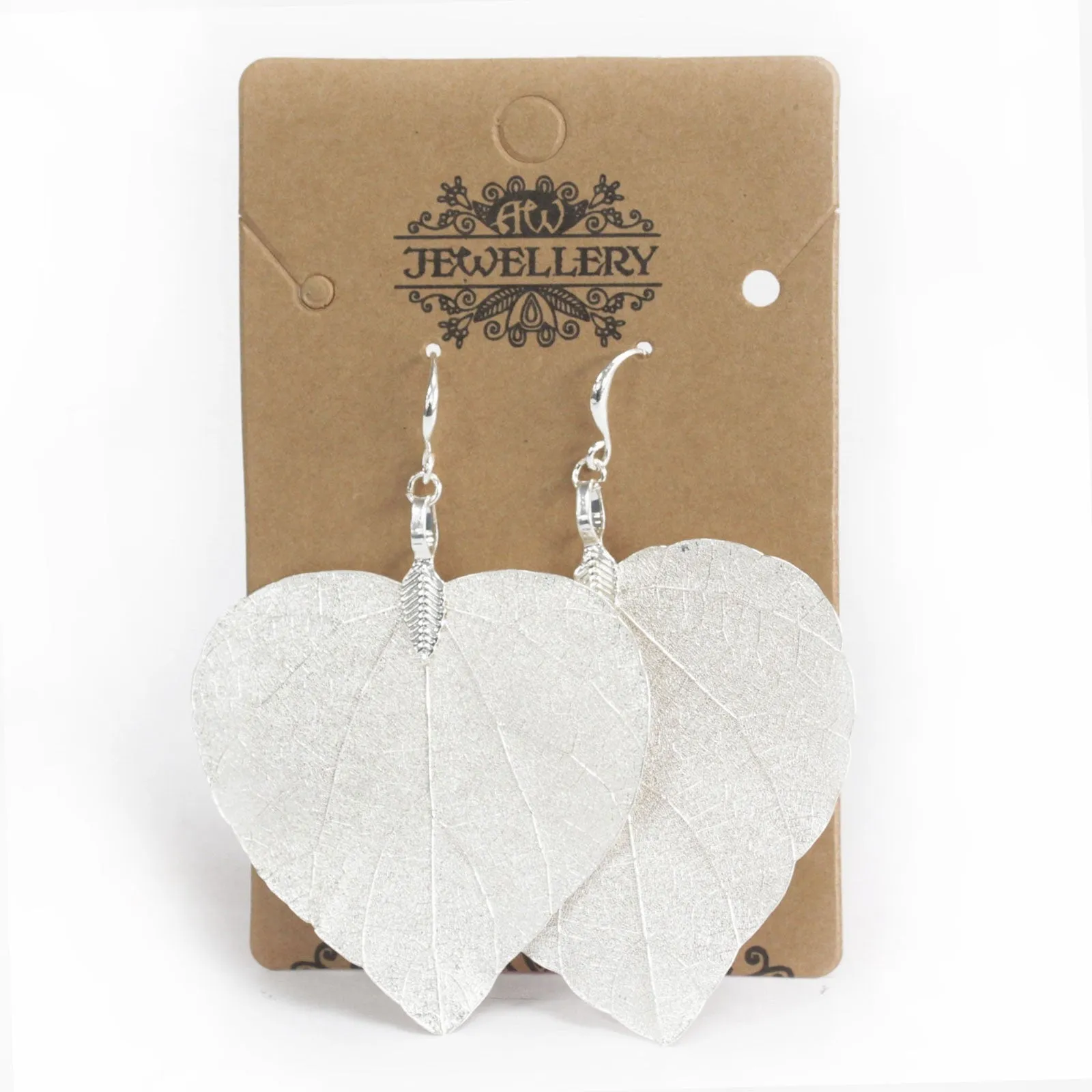 Heart Leaf Earrings - Silver