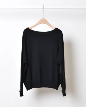 Heavy Knit Scoop Sweater Black