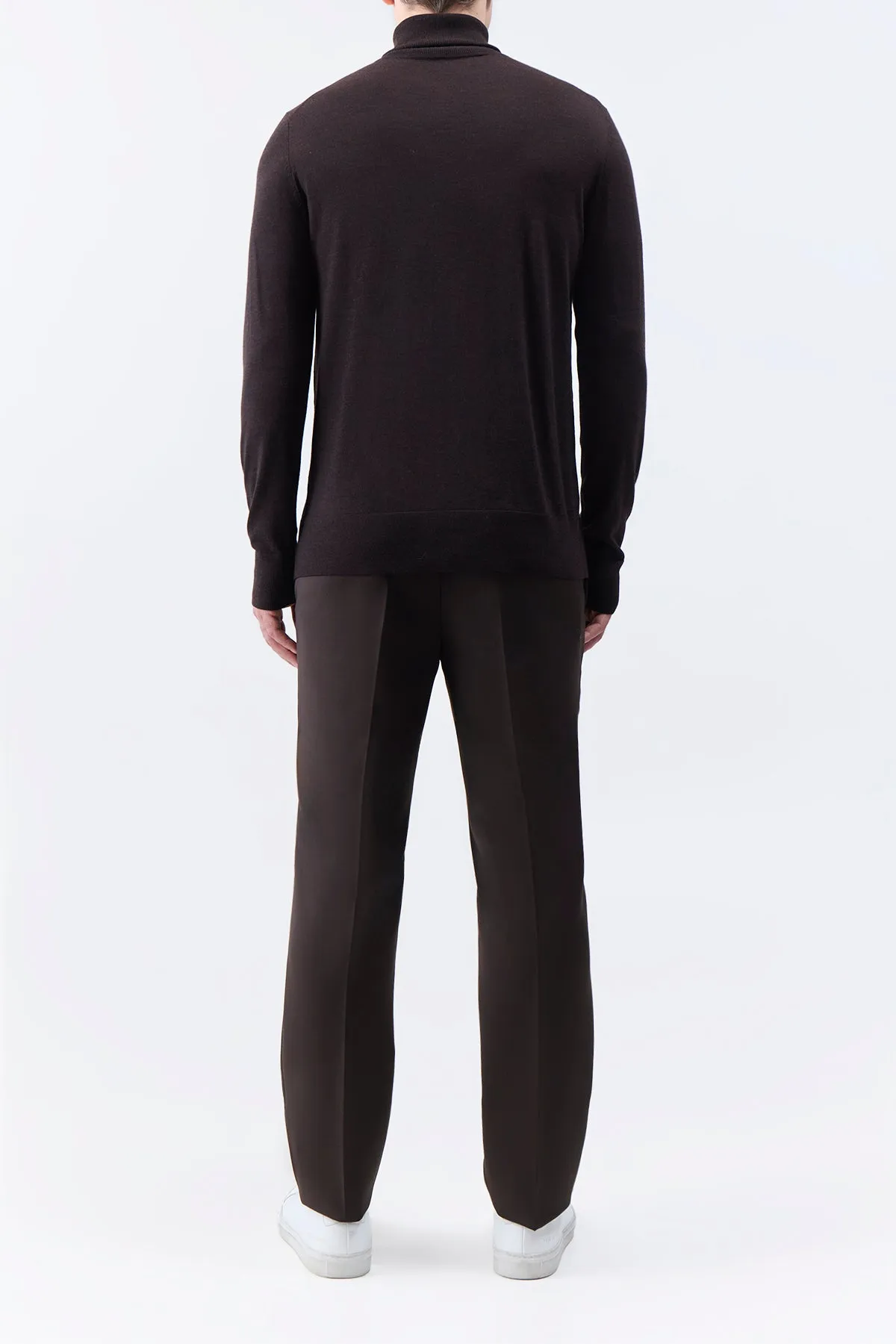 Jermaine Knit Turtleneck in Chocolate Merino Wool