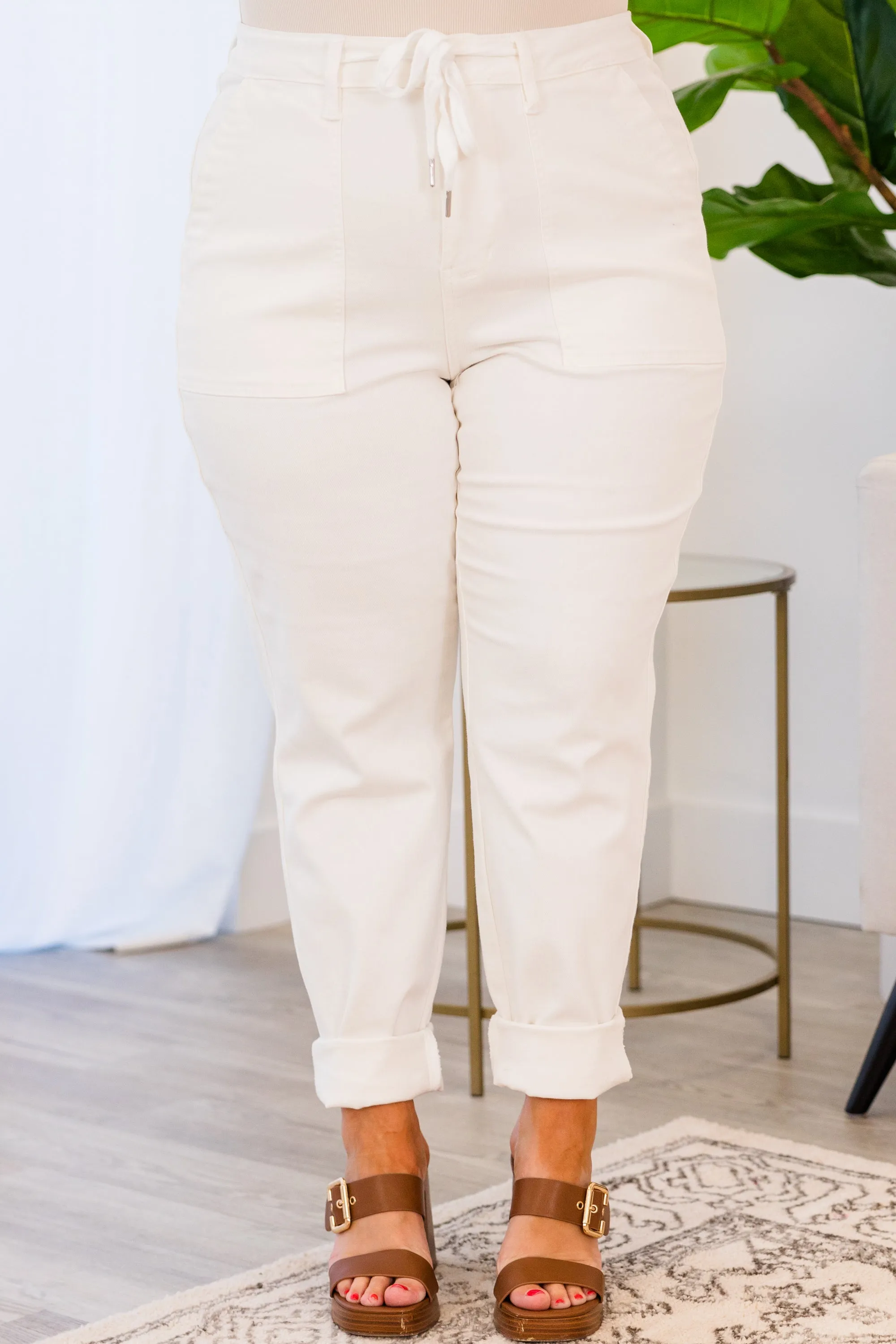 Judy Blue: White Out Joggers, White