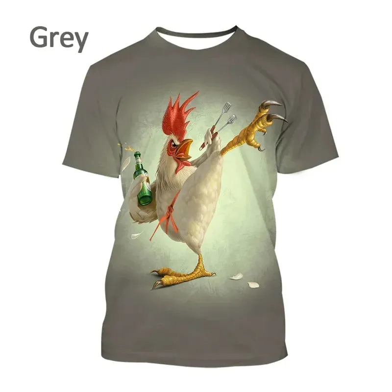 Kids size Chicken T Round Neck Short-Sleeve Loose.