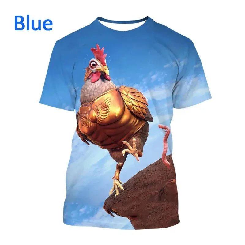 Kids size Chicken T Round Neck Short-Sleeve Loose.