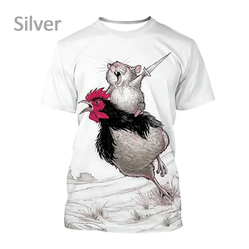 Kids size Chicken T Round Neck Short-Sleeve Loose.