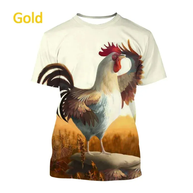 Kids size Chicken T Round Neck Short-Sleeve Loose.