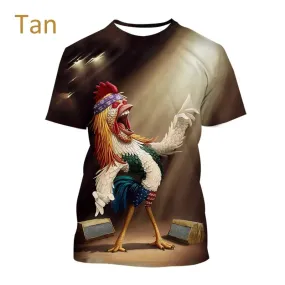 Kids size Chicken T Round Neck Short-Sleeve Loose.