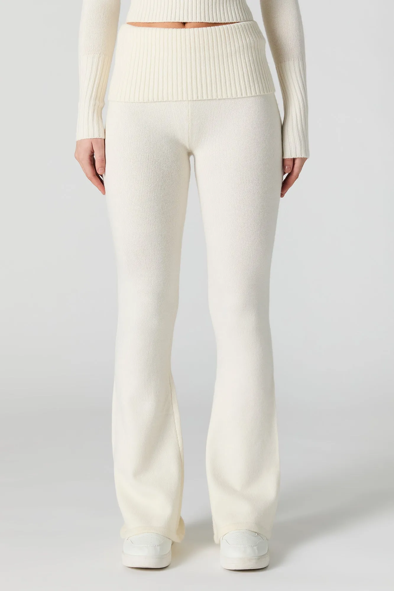 Knit Foldover Waist Flare Pant