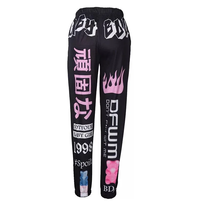 Ladies letter graphic Y2K vibes oversize joggers pants