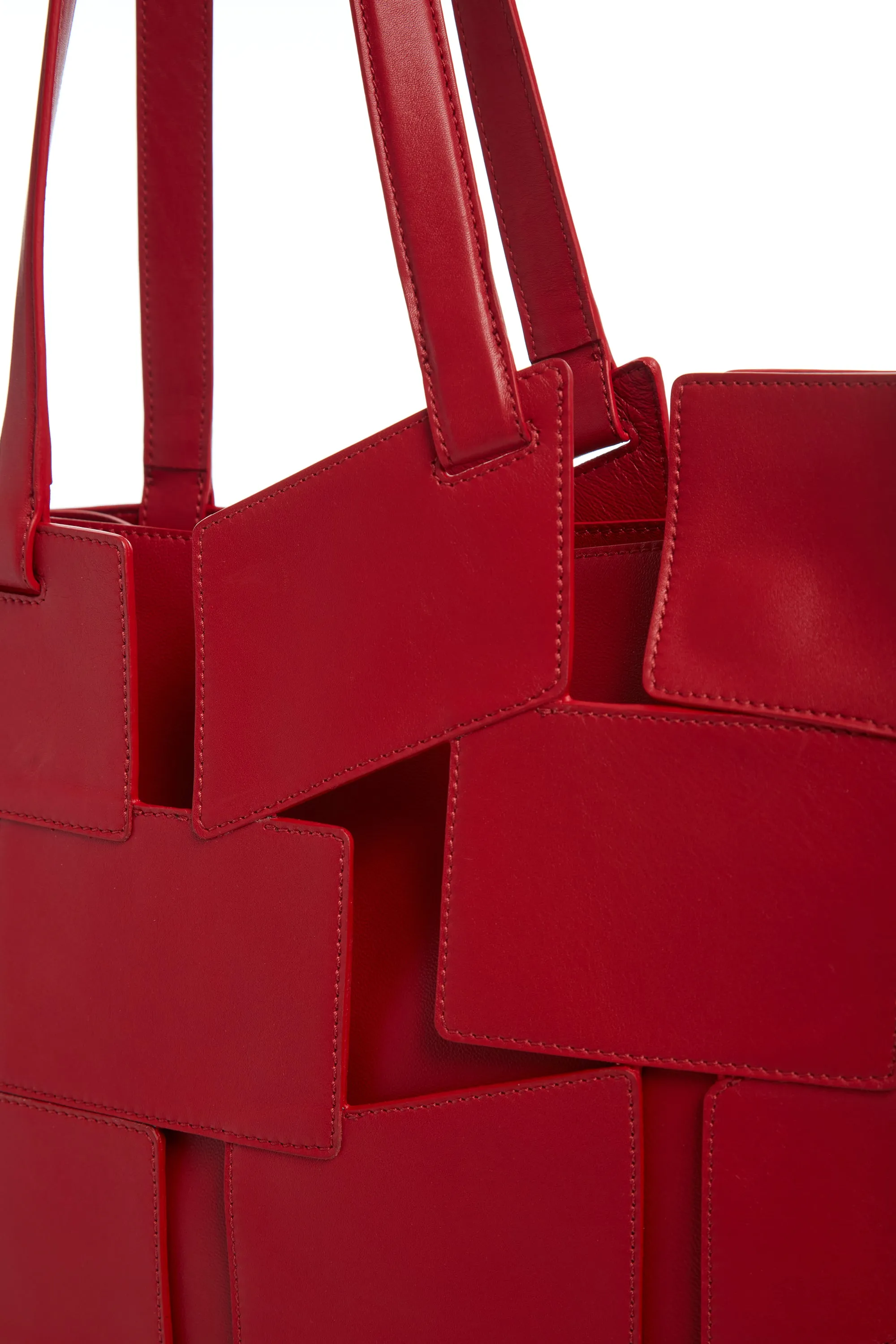 Laquered Tote Bag in Red Topaz Leather